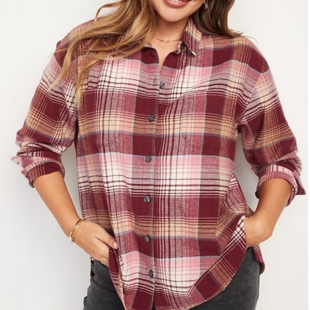 NWT Old Navy The Boyfriend Shirt Flannel Size XS Taylor Swift